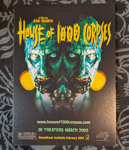 HOUSE OF 1000 CORPSES FLYER POST CARD