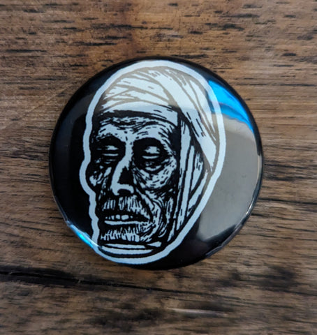 FAMOUS MONSTERS MUMMY LOGO 1.5 BUTTON