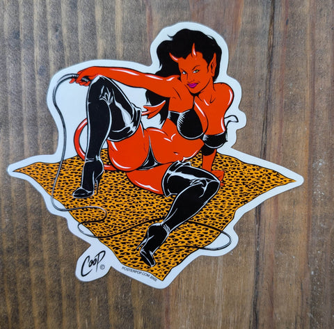 COOP DEVIL GIRL LEOPARD RUG STICKER