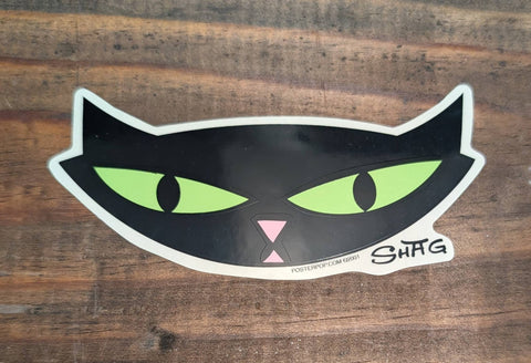 SHAG BLACK CAT HEAD  STICKER