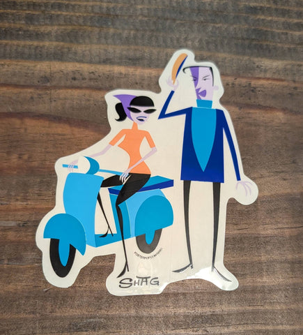 SHAG SCOOTER COUPLE  STICKER