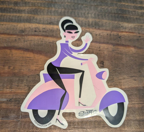 SHAG SCOOTER GIRL PURPLE  STICKER