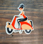 SHAG SCOOTER GIRL RED  STICKER