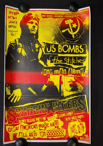 US BOMBS , THE STITCHES ,ONE MAN ARMY , SWINGIN UTTERS  CONCERT POSTER