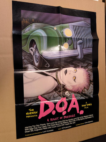 D.O.A. a RIGHT OF PASSAGE FOLDED ORIGINAL MOVIE POSTER